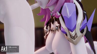 Elysia from Honkai Impact 3 gets banged in every possible way by a group of horny monsters, including tentacle ra*pe and gangbang