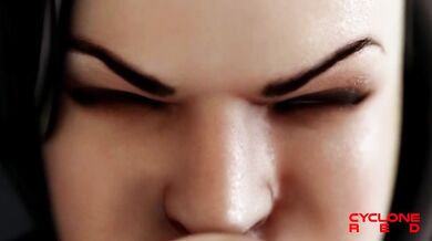 The red-haired beauty, Miranda, indulges in a delectable snack while her lover watches in lustful delight