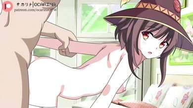 Megumin, along with her magical ocarina, gets down and dirty in a tantalizing threesome with two handsome men