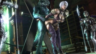 Intoxicated by the scent of her flower, he ravishes her from behind in the garden