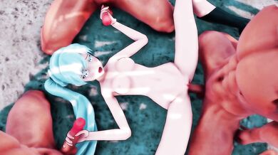 This is a porn video featuring two girls and four guys on Weiss Island, where they engage in a wild group sex session