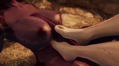 Ebony-Haired Amazon Slave sucks on Chubby Goblin s Mighty Phallus