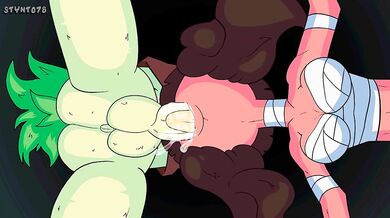 Evil demoness Hekata sucking and fucking the monster cocks!