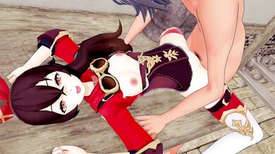 A seductive night with Genshin and Amber in the Tavern!