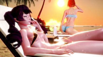 Chilling at the beach with Azraesha and Cait