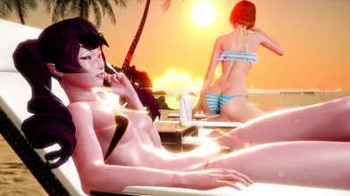 Chilling at the beach with Azraesha and Cait