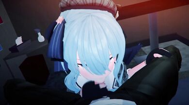 The sexy office lady, Suisei Hoshimachi, gets down to business by taking a big load in her mouth from her hot secretary Robin00