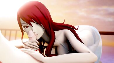 Splattering sauce on her chest, she knows she’s done just right