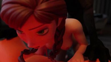 This is a 3D animated porn video where the female character has a sexual encounter with a beastly creature in a private moment