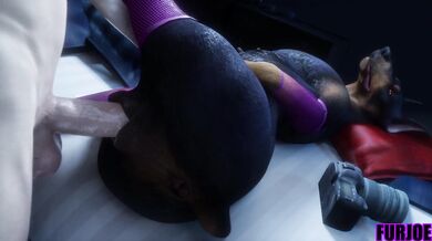 The dogs fur was so soft and fluffy that it made me want to fuck him harder