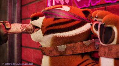 Watch as Pet the Cat gets Rubber Animated in this hot hentai scene!