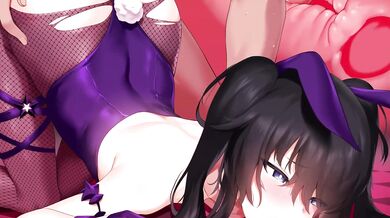 Watch as Brs, the black rabbit, wears a sexy bunny suit while she gets fucked in every hole by three big cocks in this hardcore hentai porn video