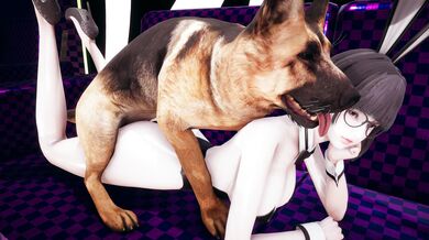 The naughty bunny rabbit gets fucked by a furry four-legged friend!