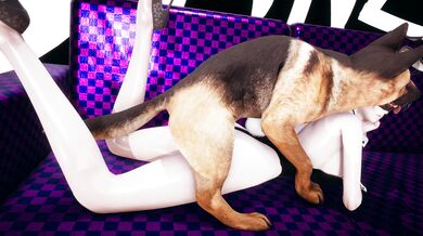 The naughty bunny rabbit gets fucked by a furry four-legged friend!