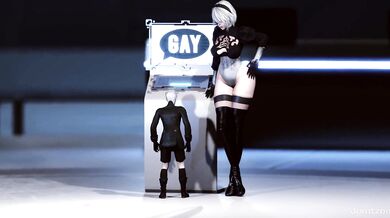 Hentai Porn: The Adventures of 2B and the Shrunkened 9s