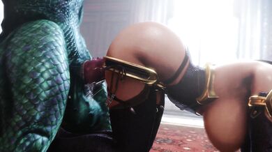 Watch as Curvy Sorceress Ivy Brings Big Backshots to Scaly Lizardman noname55 s Hentai Paradise