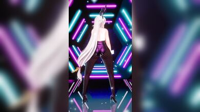 The sexy bunny girl, Agir, dances seductively in her fluffy costume, causing all the males around her to drool with desire