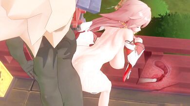 Sinful Desires of a Miko: Yae and her Tempting Ass Gets Pounded by a Raging Bull