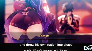 Raiden Shogun gets spanked by Zhongli [Dragk] [Viet subs]