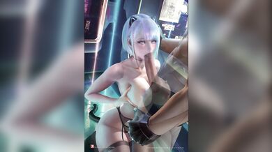 Watch Lucy Edgerunner take on a big BJ from Sakimichan in this 4k hentai video