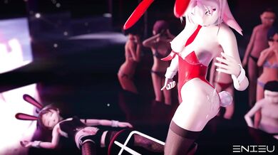 Watch as the sexy bunny girl gets her feet punished by MMDs sexiest men!