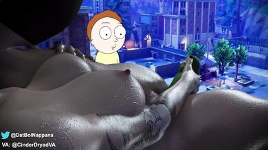 Studying for finals, Morty finds Charlotte pleasuring herself in front of the Fortnite gameplay Will he join her or focus on his studies?