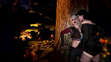 Watch Yennefer stroking Ciri in the forest, desire SFM, a hentai porn video that will leave you craving more