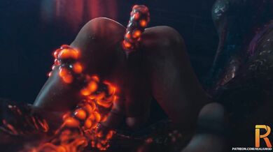 Porn star Jill is taken by the tentacles of a giant octopus in this erotic hentai fantasy