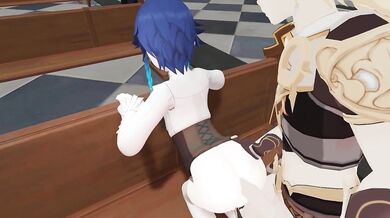 Watch a sexy couple have an energetic quickie in bed while one of them is wearing an oversized coffee cup!