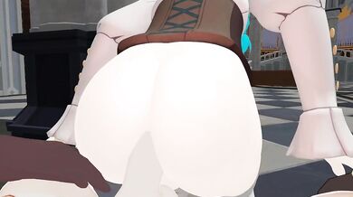 Watch a sexy couple have an energetic quickie in bed while one of them is wearing an oversized coffee cup!