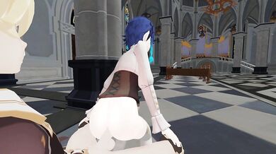 Watch a sexy couple have an energetic quickie in bed while one of them is wearing an oversized coffee cup!