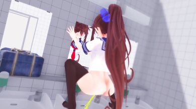 Rin and Sakuras Steamy Public Bathroom Adventure