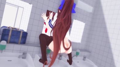 Rin and Sakuras Steamy Public Bathroom Adventure