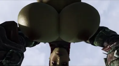 Two Mighty Champions: Orc Warrior and Nord Giantess Gangbanged by Dragonborns Gargantuan Cock