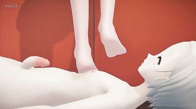 Watch hot babe getting her feet worshiped by a dominatrix mistress!