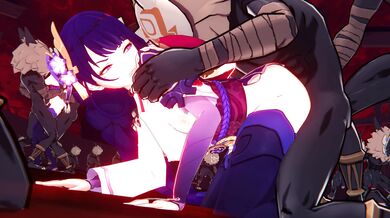 The Raiden Shogun is conquered by the creamy deliciousness of Hilichurls, in this Genshin Impact themed hentai PORN video!