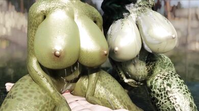 Watch Two Curvy Half-Argonian Sluts and a Dragonborn go at it in the most intense threesome youll ever see!