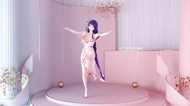 Sexy Raiden Ei strips off her clothes and starts dancing erotically in this hentai PORN video