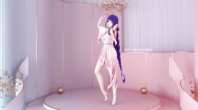 Sexy Raiden Ei strips off her clothes and starts dancing erotically in this hentai PORN video