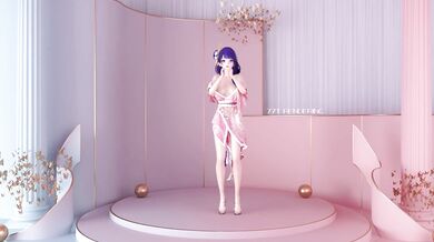 Sexy Raiden Ei strips off her clothes and starts dancing erotically in this hentai PORN video