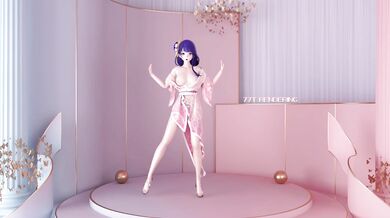 Sexy Raiden Ei strips off her clothes and starts dancing erotically in this hentai PORN video