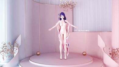 Sexy Raiden Ei strips off her clothes and starts dancing erotically in this hentai PORN video