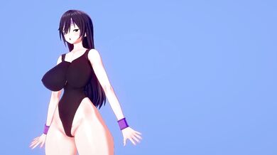 The Sultry Sessions of Black-Haired Kuro and Busty Anne at the Beach, Exercising in Micro Bikinis