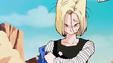 Dragon Ball Zs Broly and Android 18 in a steamy sex scene that ends with famous toon facials
