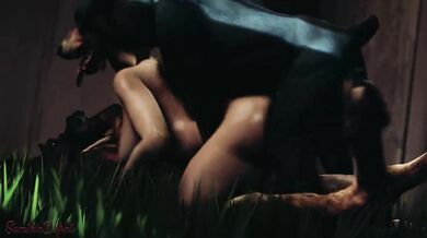 Little Lulu and her dogs get into some hot doggy action!