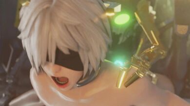 Watching the sexy robot named Kishi bang a nerdy guy, 2b, in her mechanical arms while he moans and groans in ecstasy