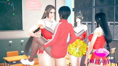 Watch as these sexy futa cheerleaders seduce the new boy on the team and take him to new heights of pleasure!