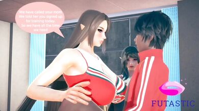 Watch as these sexy futa cheerleaders seduce the new boy on the team and take him to new heights of pleasure!