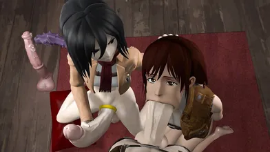 The Hentai Adventures of Mikasa, Sasha and Annie - Stalking the Competition