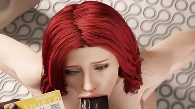 Watch as the sexy Black Widow takes on a new mission, using her gaming skills to blow a lucky guy in this hentai POV blowjob